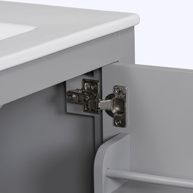 Meuble-lavabo avec lavabo simple, 2 portes et un tiroir, Gris