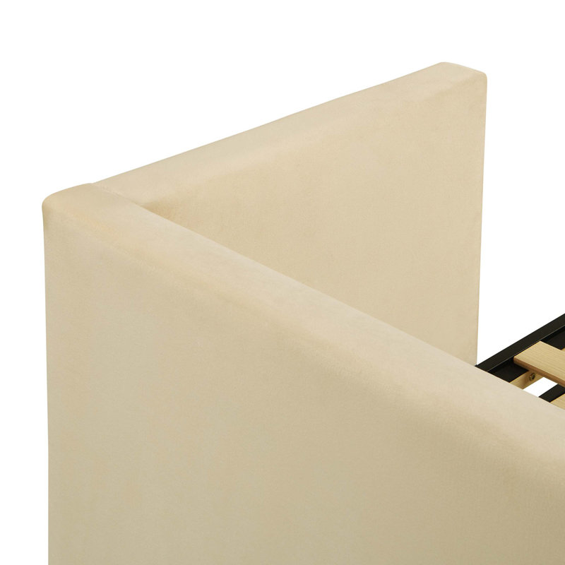 Lit de jour simple rembourré avec lit gigogne, Beige