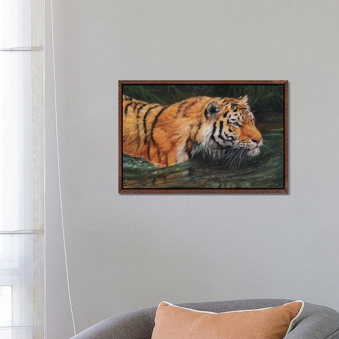 Amur Tiger River von David Stribbling - Galerie-umwickelte Leinwand Giclée auf Leinwand