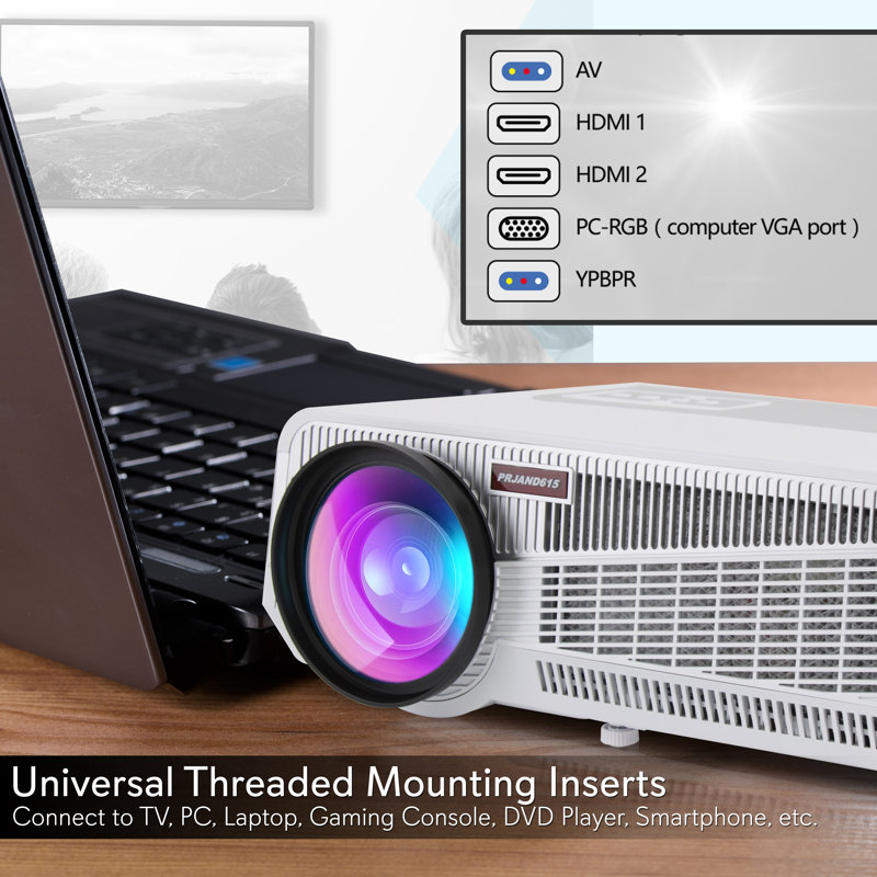Projecteur intelligent HD haute résolution avec unité centrale de traitement intégrée Dual Core, connexion Internet Wi-Fi haut débit sans fil, prise en charge des disques Blu-ray de 1 080p et de taille de projection jusqu'à 120 po