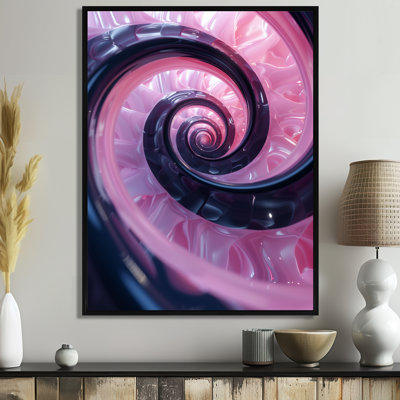 Reproduction d'art mural en spirale rose et noir - Spirales abstraites