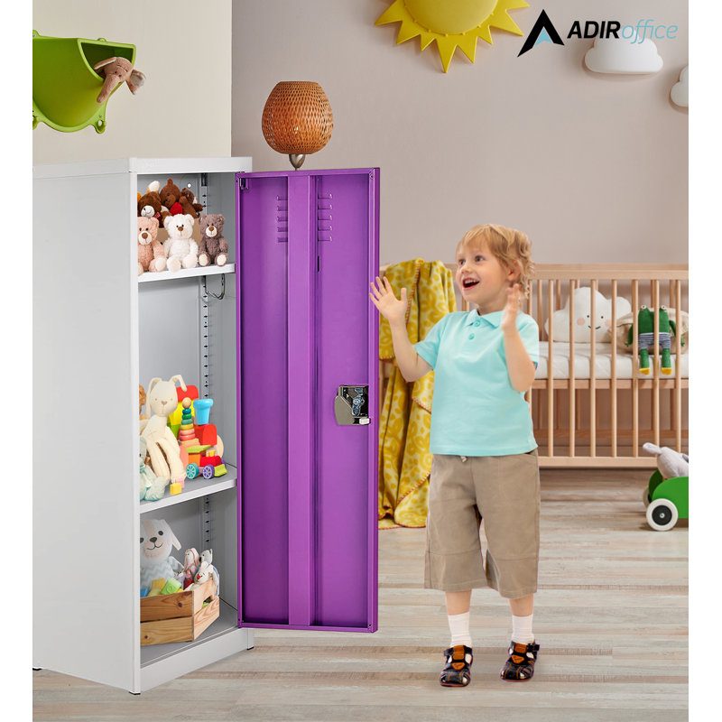 48-Inch Purple Steel Freestanding Office Locker with Adjustable Shelving
