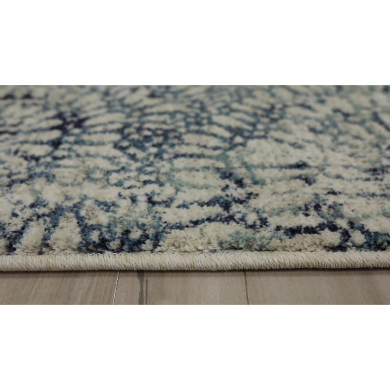 Gray Floral Easy Care Synthetic 2' x 3' Area Rug