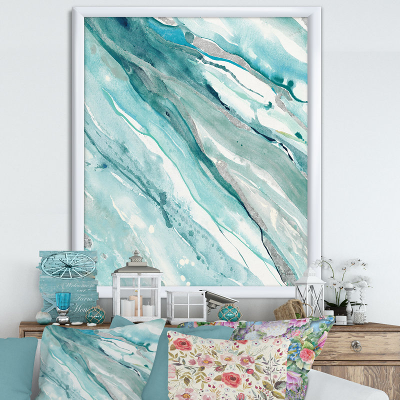« silver springs ii blue green », reproduction d’image sur toile, Cadre blanc, H 20 po x l 12 po x P 1po