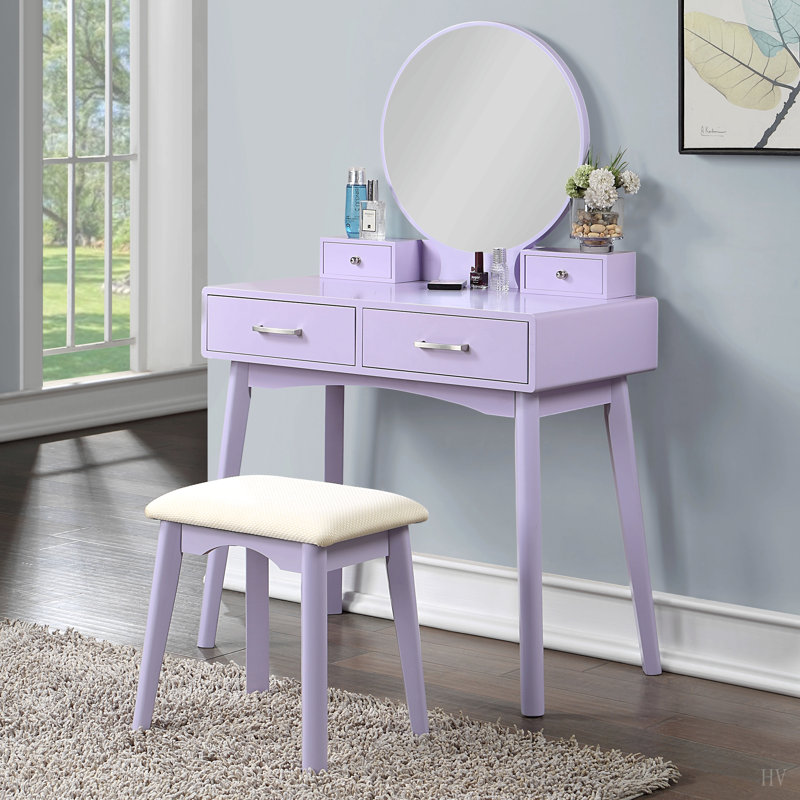 Ensemble coiffeuse et tabouret contemporain en bois