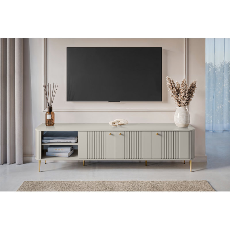 Dayzee Unfinished TV Stand for TVs up to 55", Cashmere/Gold