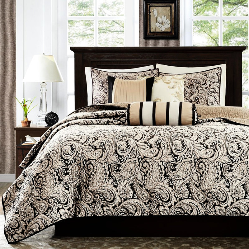 Literie noir très grand / très grand avec courtepointe - rembourrage en coton en microfibre au design classique pour un sommeil réparateur