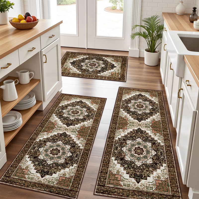 100% Non Slip Kitchen Rugs Sets Of 3 Washable Boho Kitchen Mats