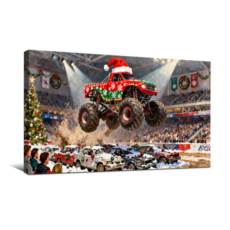 Spectacle d'arène de Noël camion monstre de Noël, H 16 po x l 32 po