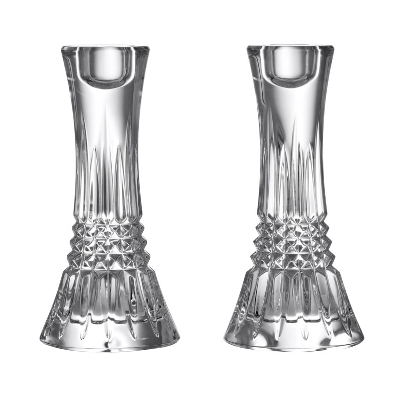 Radiant Crystal Lismore Diamond 10" Candlestick Pair
