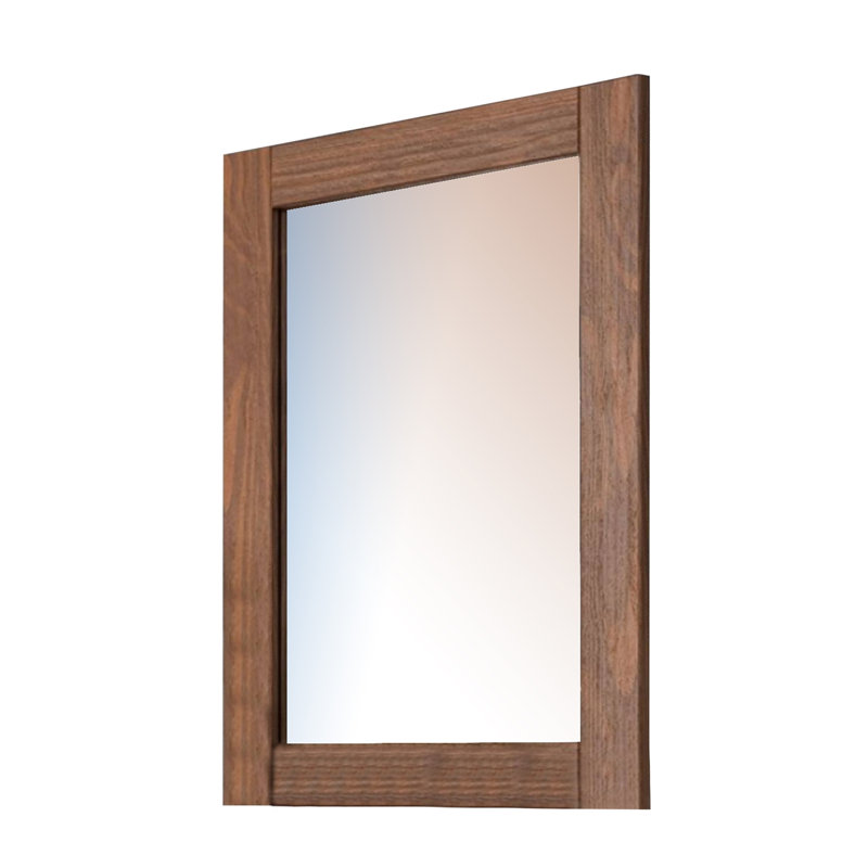 Miroir de commode Stav, cadre rectangulaire, bois de pin brésilien acajou, Brun acajou