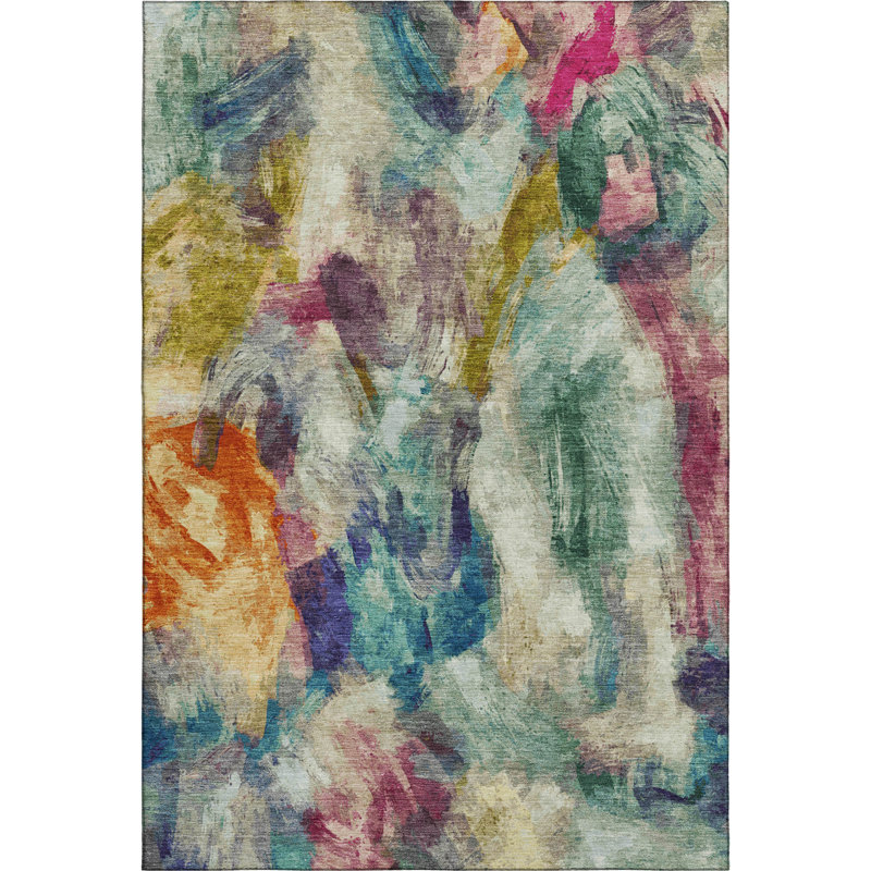 Premium Machine Washable Mayfield AMF2204 abstract Rug, Sage, 8' x 10'