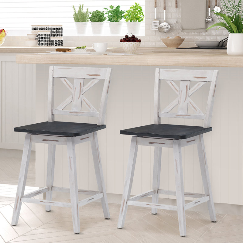 Tabouret Jiaxu, Très grand (siège d'une hauteur de 38 po), Blanc / noir