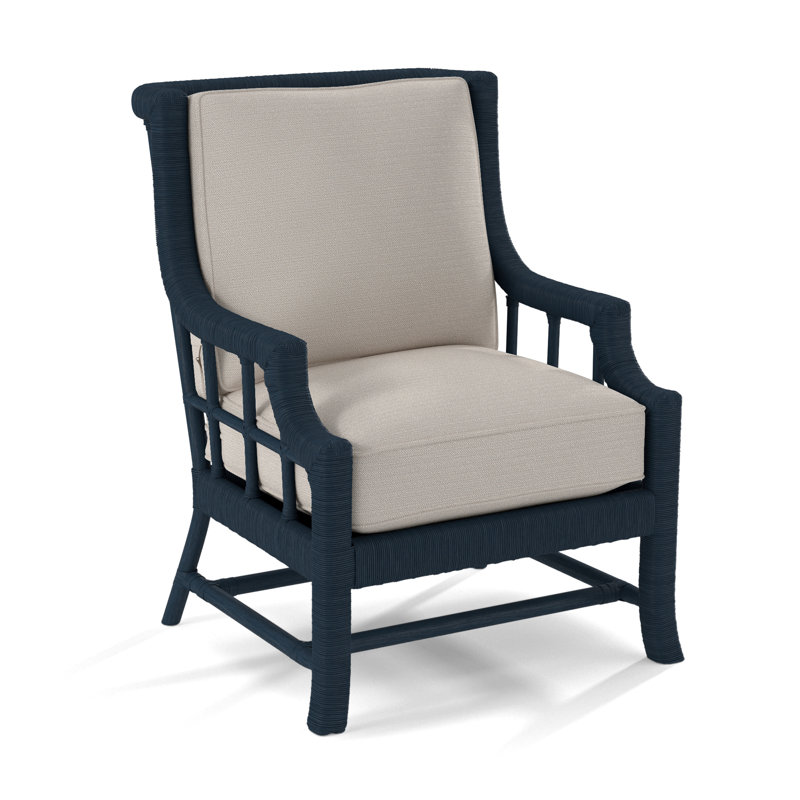 Lafayette Armchair, White Textured Performance; 0865-91, Sea Glass