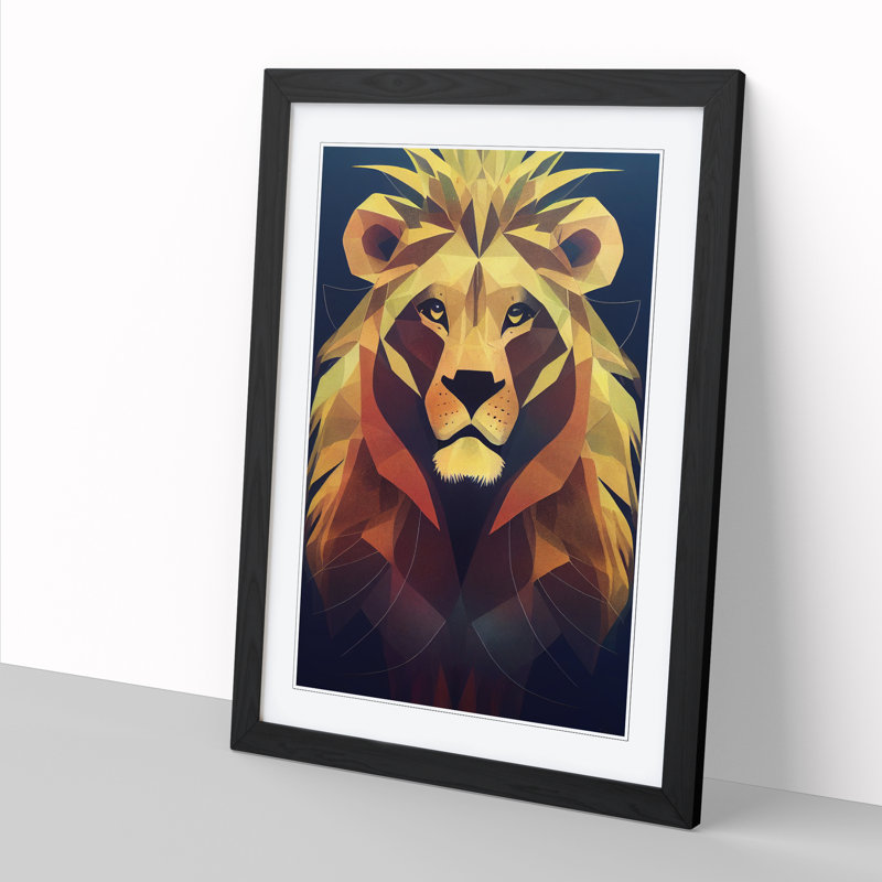 Lion Conceptual Art - Picture Frame Print, 64cm H x 46cm W x 2cm D, Oak
