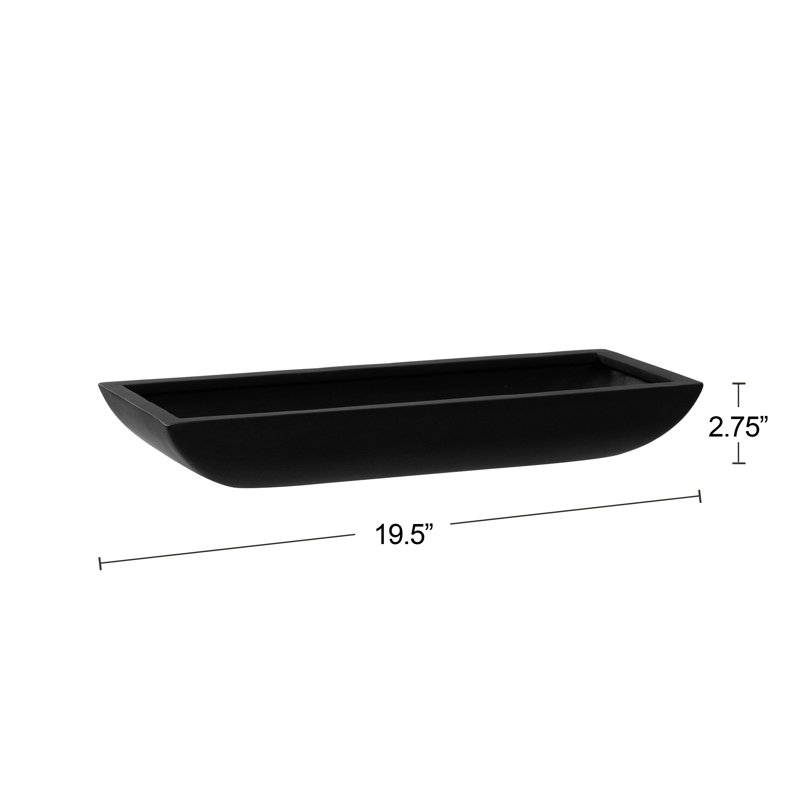 Minimalist Pots Handmade Fiberstone Planter, 3" H x 19.5" W x 7.5" D