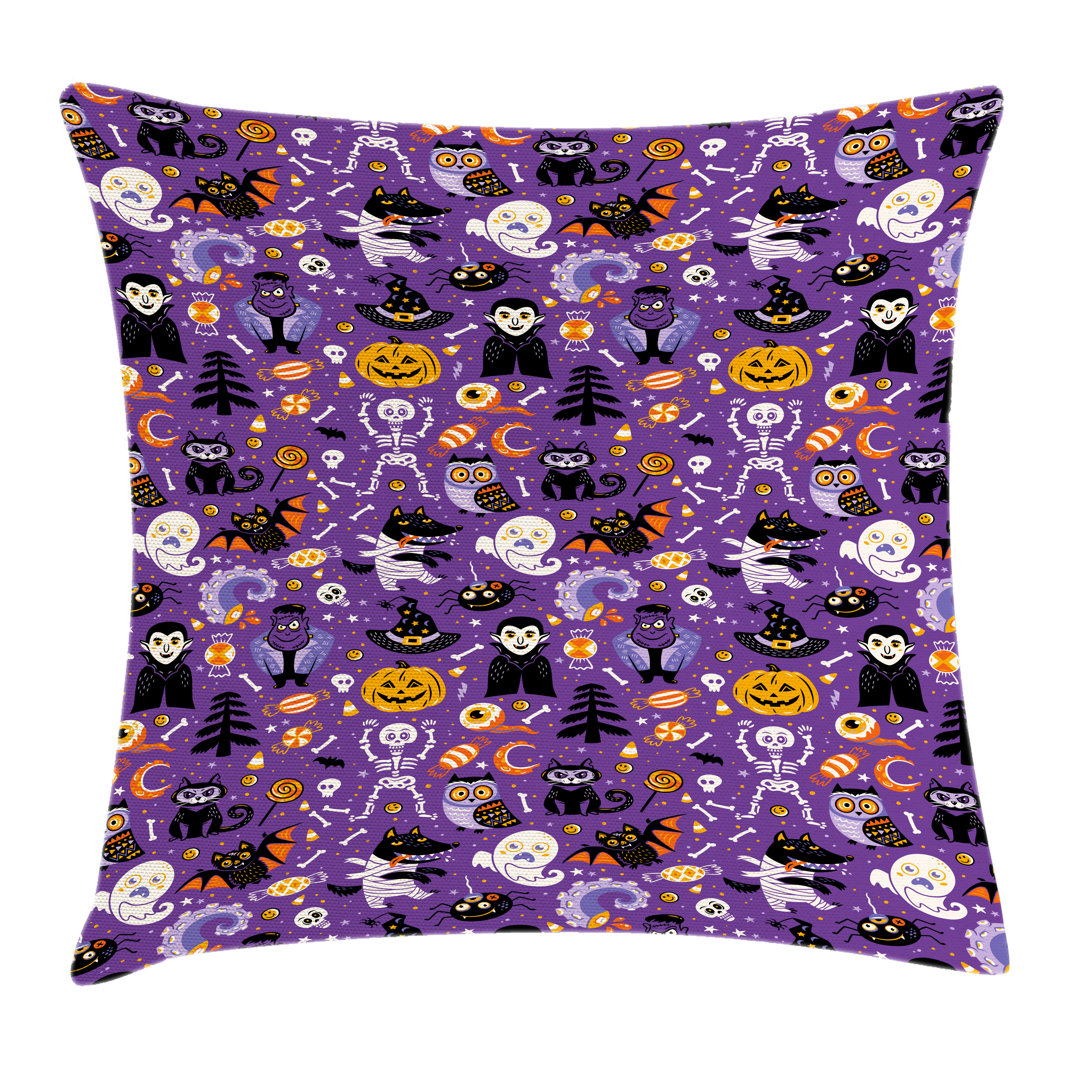 Kissenbezug, Horror Charaktere Candies, Halloween, Blau Violett und Orange