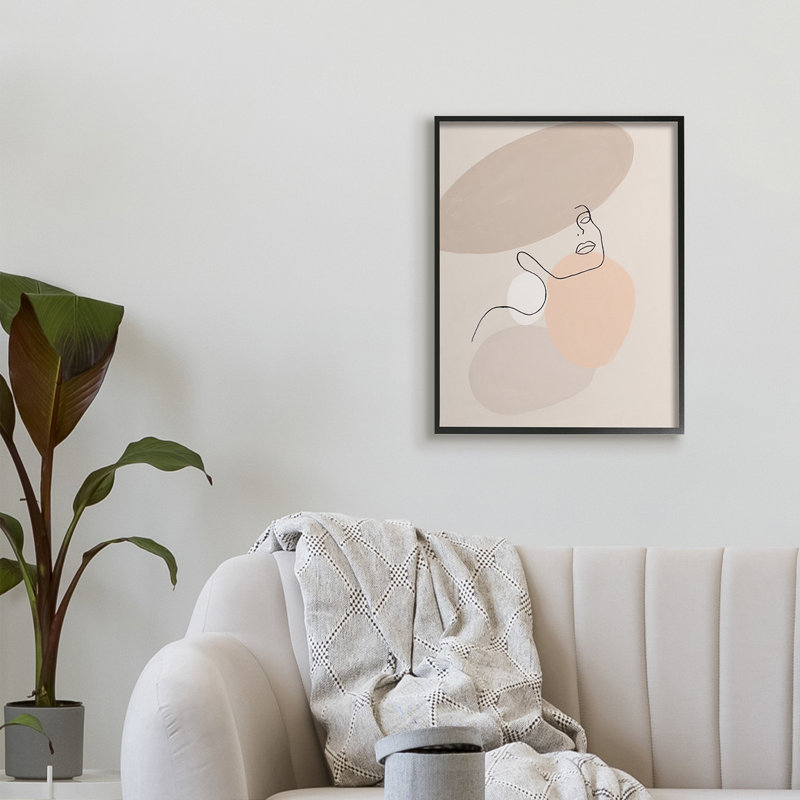 Dessin minimaliste de lignes féminines sur des formes abstraites par Patricia Pinto - impression, H 30 po x l 24 po