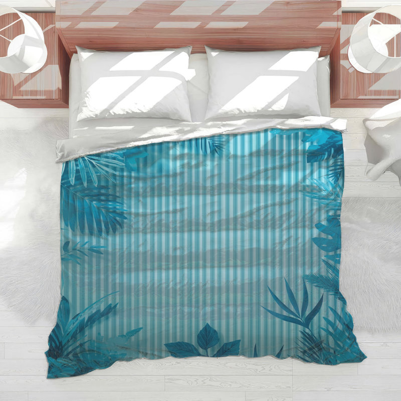 Blue Tropical Foliage Comforter, King