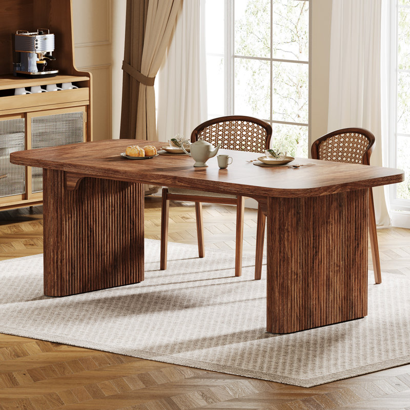 63-Inch Wood Modern Dining Table, Brown