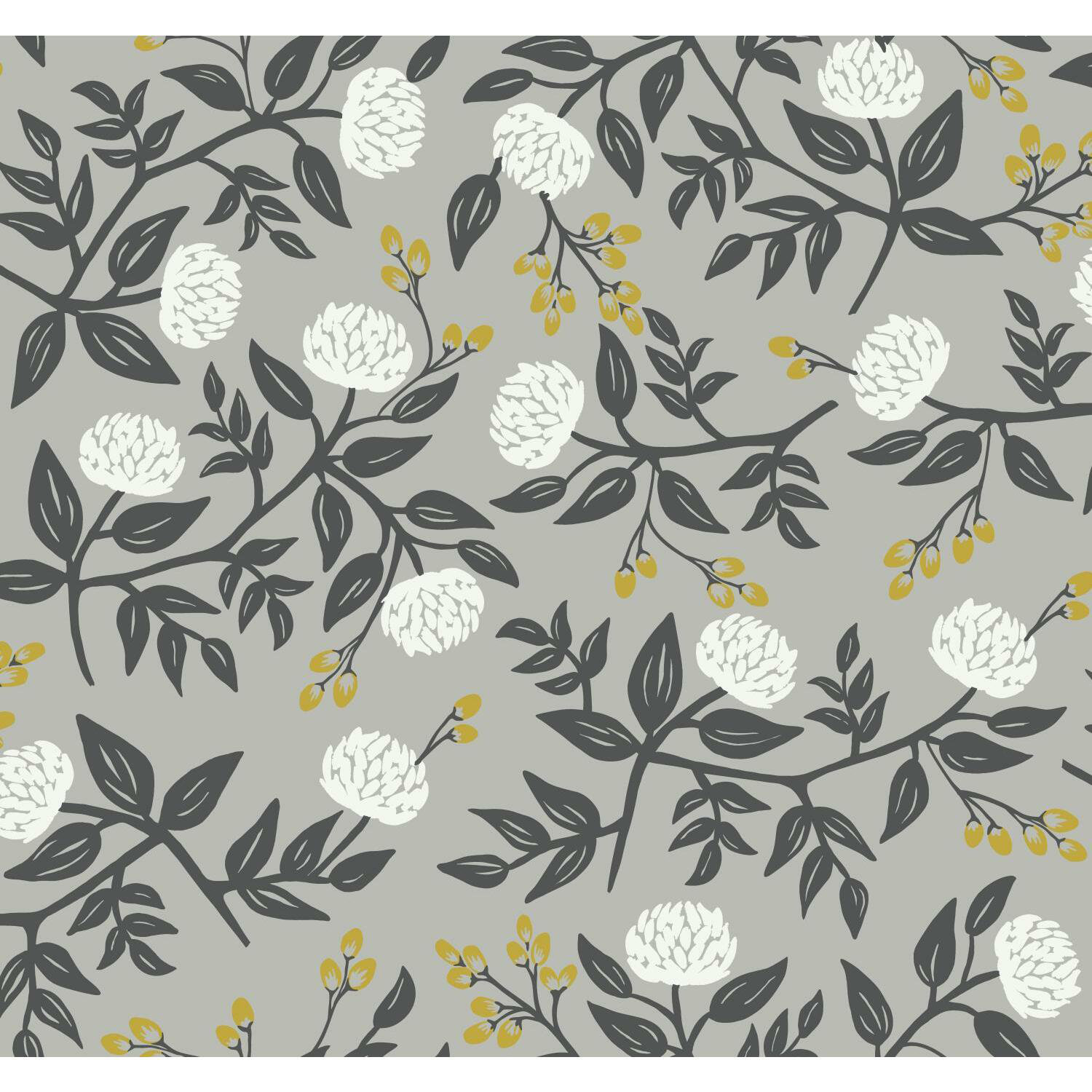 Rifle Paper Co. Peonies Wallpaper Roll, Gray