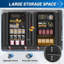 Armoire de rangement en métal avec roulettes, armoires de garage 71 po avec 4 tablettes réglables et portes verrouillables, armoire verrouillable noire convenant aux garages, à la maison et au bureau