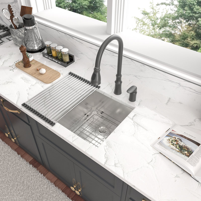 15" x 13" Brushed Stainless Steel Undermount Single Bowl Bar Sink