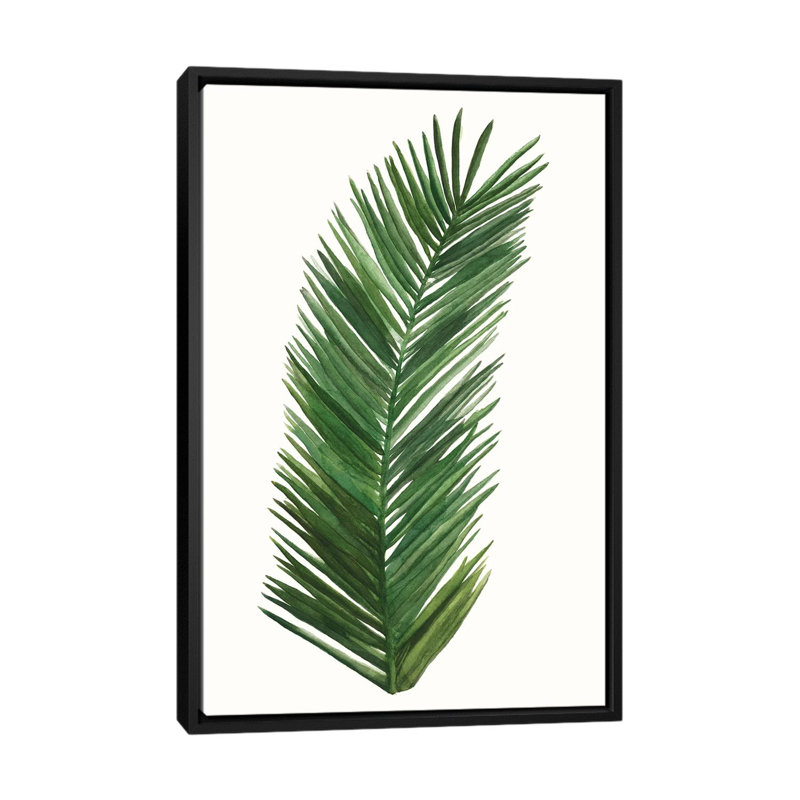 « tropical breeze leaves v », impression sur toile, H 26 po x l 18 po x P 1,5 po, Toile encadrée noire, Pas de tapis