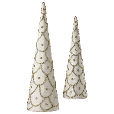 18-24" Jeweled Scalloped Velvet Cone Tree