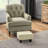 Small Linen Upholstered Foot Stool, Cube In Beige For Living Room Rest, Stool