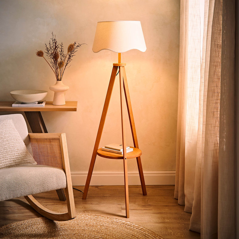 147cm Satin Tripod Floor Lamp, Beige, No