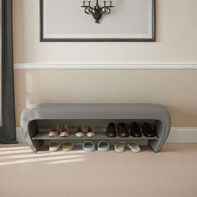 47.2in Shoe Storage Bench Shoe Changing Stool, Gray