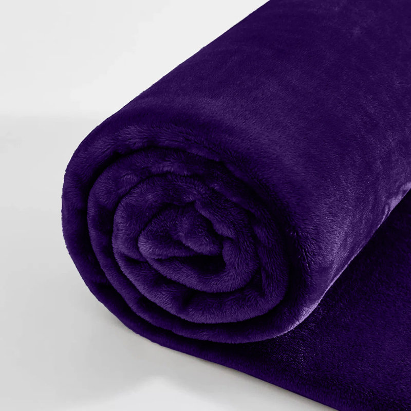 Reversible Mink Faux Fur Plush Fleece Throw/ Blanket, Purple, 150cm x 200cm