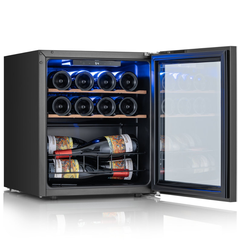 Ensemble réfrigérateur à vin et à boissons autonome de 34 pouces avec deux portes réversibles, cave à vin de 14 bouteilles et cave à boissons de 1,63 pi³ avec éclairage intérieur à DEL (2 unités)