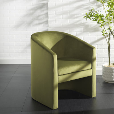 Fauteuil demi-tonneau en velours 24,4 po Ghina