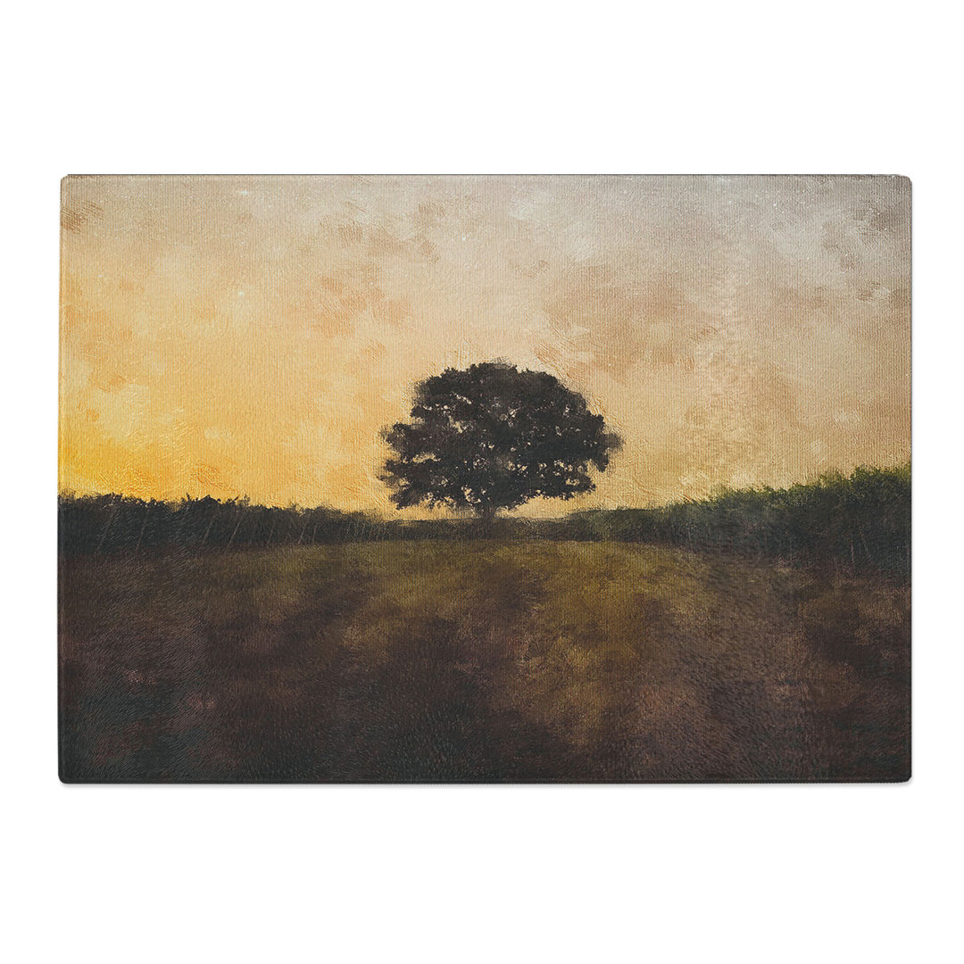 Tempered Glass Lone Tree at Dusk Abstract Chopping Board