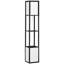 Lampadaire étagère, lampe sur pied noire avec double abat-jour en tissu et étagères de rangement à 2 niveaux, lampadaire à double éclairage avec interrupteur au pied pour la décoration du salon, de la chambre et de l'entrée
