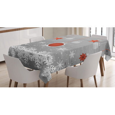Celebration Theme with Pendant Stars Baubles Ornate Snowflakes Tablecloth