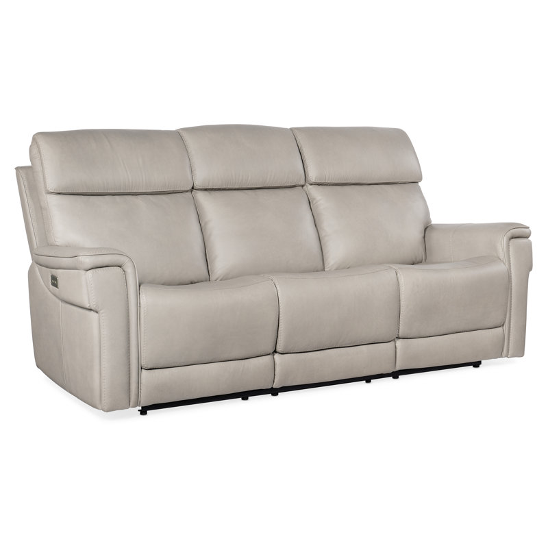 MS Zero Gravity Power Sofa with Power Headrest and Lumbar, Beige Genuine Leather