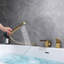 Robinet de baignoire romaine à fixation sur le comptoir en laiton massif avec douche à main-65478166