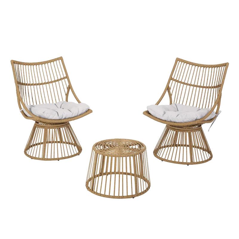 Faux Seating And Side Table - Iron Frame, Brown Finish Chair Construction, Cushioned