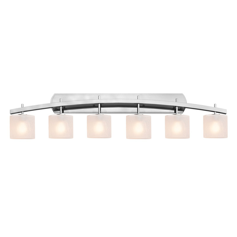 Casson 6 - Light Dimmable Vanity Light, Polished Chrome, Frosted Crackle