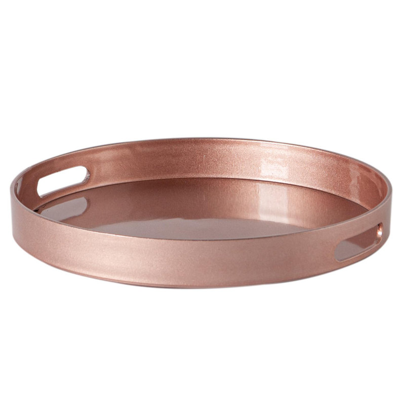 Argon Tableware - Round Melamine Serving Trays - Set of 6, Rose Gold