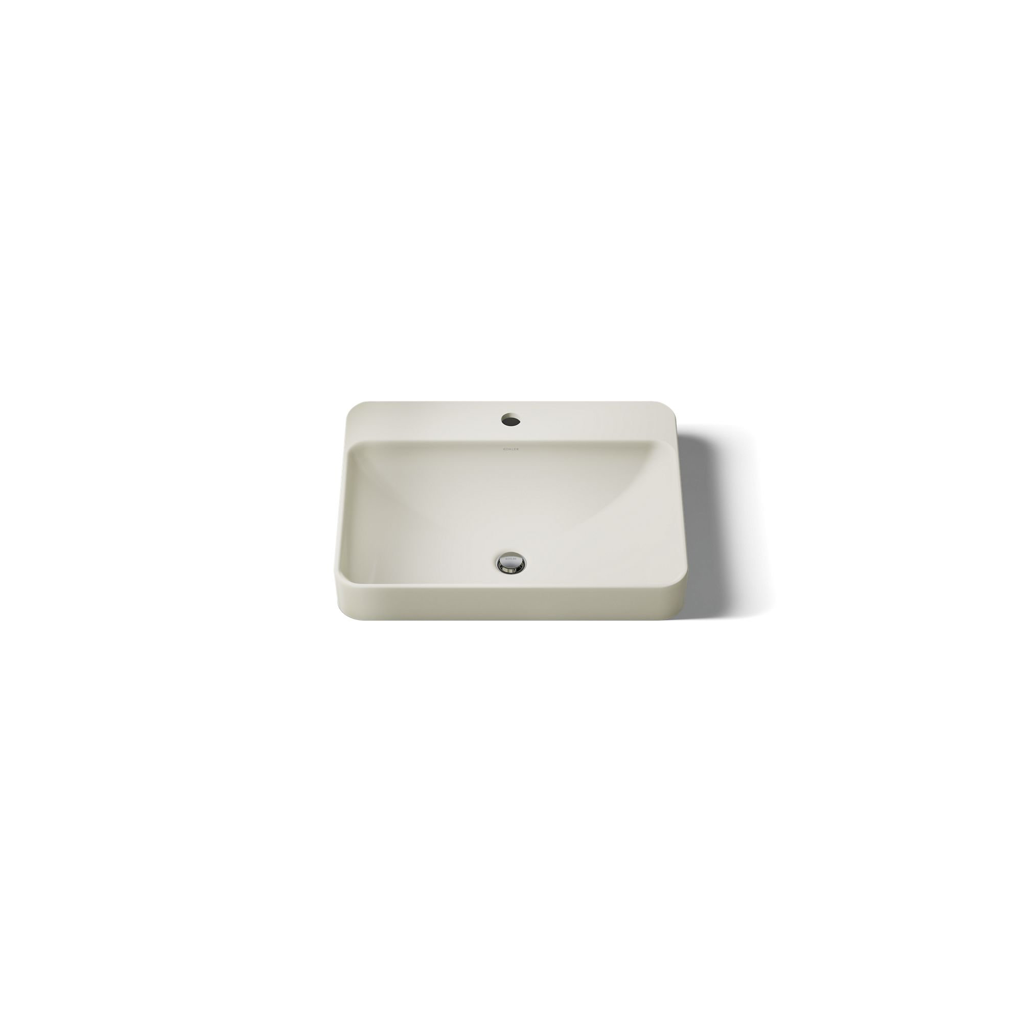 Vox Vitreous China Rectangular Vessel Bathroom Sink with Overflow, 1, Biscuit