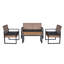 Ensemble de conversation moderne en osier 4 pièces avec table en bois d'acacia massif brun clair-991902756