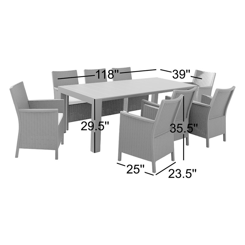 Ensemble de salle à manger rectangulaire pour 8 personnes 102 po Tomeica Aronia, Brun