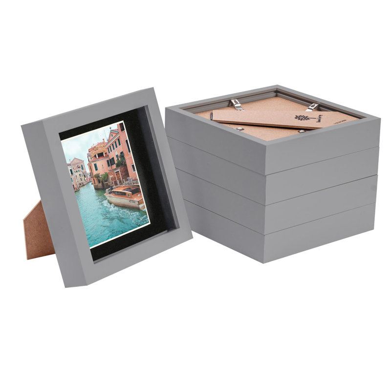 3D Box Photo Frames Mount, Black, 4" x 4"