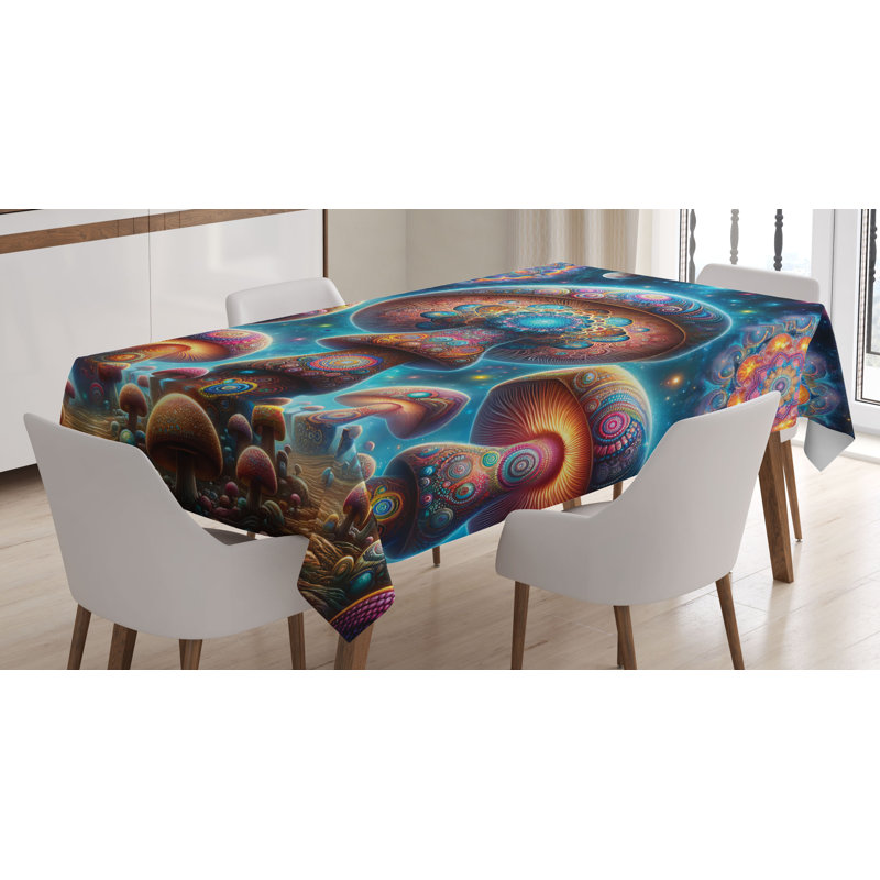 Rigmor Rectangle Floral Microfiber Tablecloth, 84" Rectangle