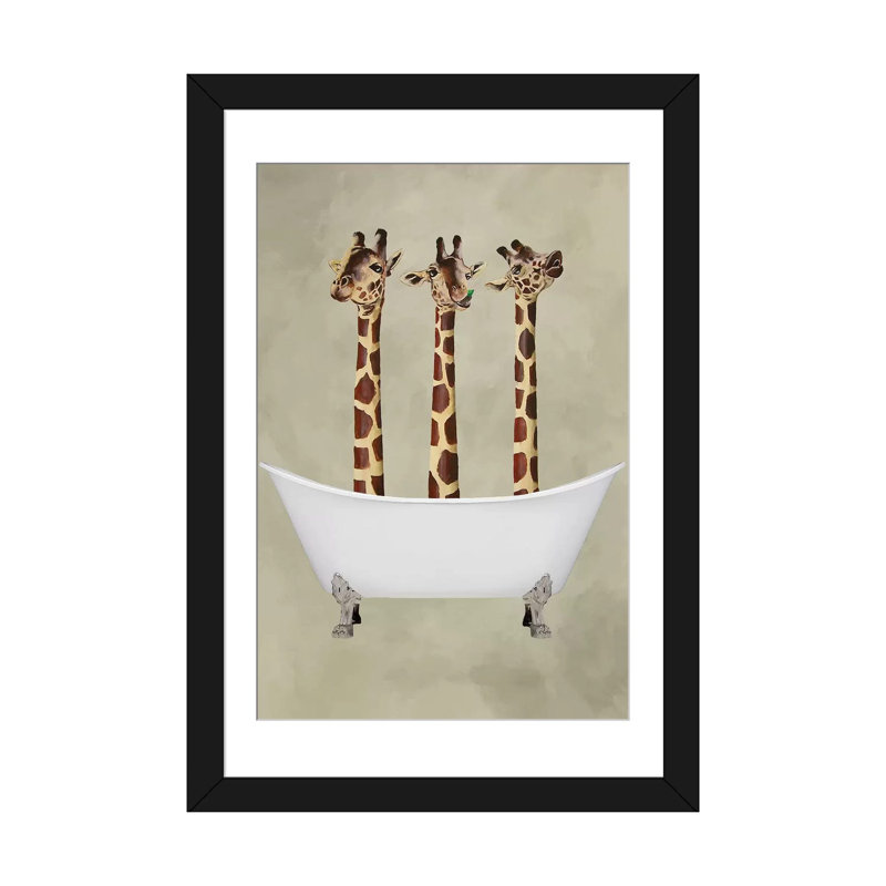 «Giraffes in Bathaign» par Coco de Paris - reproduction d'art sur toile tendue avec châssis, H 24 po x l 16 po x P 1 po