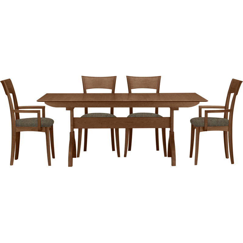 Sarah 5 - Piece Dining Set, Coffee Leather, Saddle Cherry